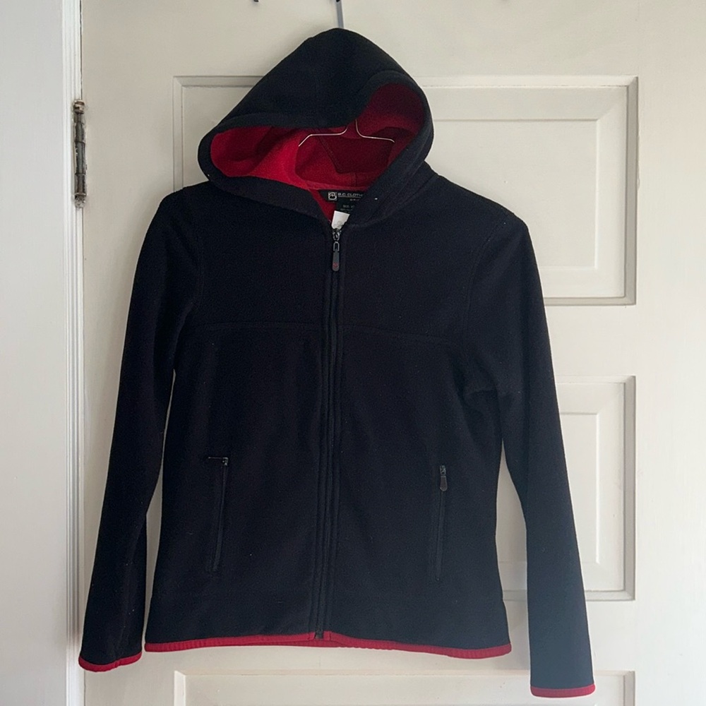 Black/red zip up hoodie fleece